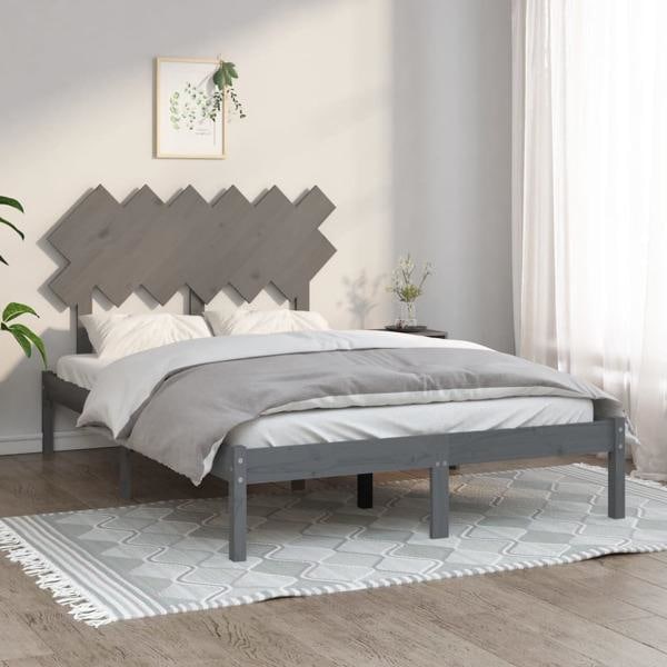 vidaXL Sängram grå 120x200 cm massivt trä Grå