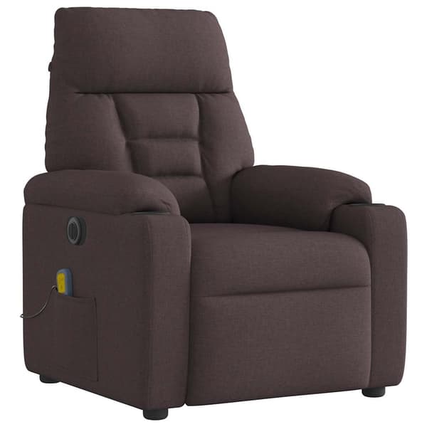 vidaXL Elektrisk massagefåtölj mörkbrun tyg Brun