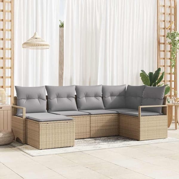 vidaXL Soffset 6 st Beige konstrotting Beige
