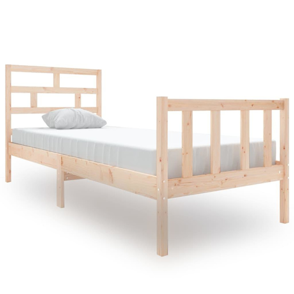 vidaXL Sängram massivt trä 75x190 cm Brun