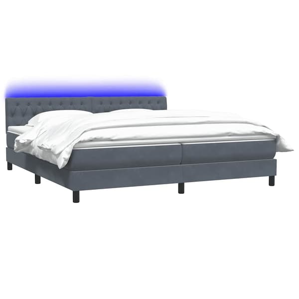 vidaXL Ramsäng med madrass mörkgrå 180x210 cm sammet Grå
