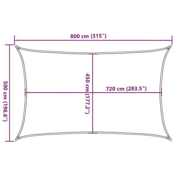 vidaXL Solsegel 160 g/m² rektangulär ljusgrå 5x8 m HDPE Grå