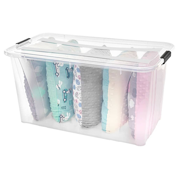 vidaXL Förvaringslådor med lock 2 st genomskinlig 80 L Transparent