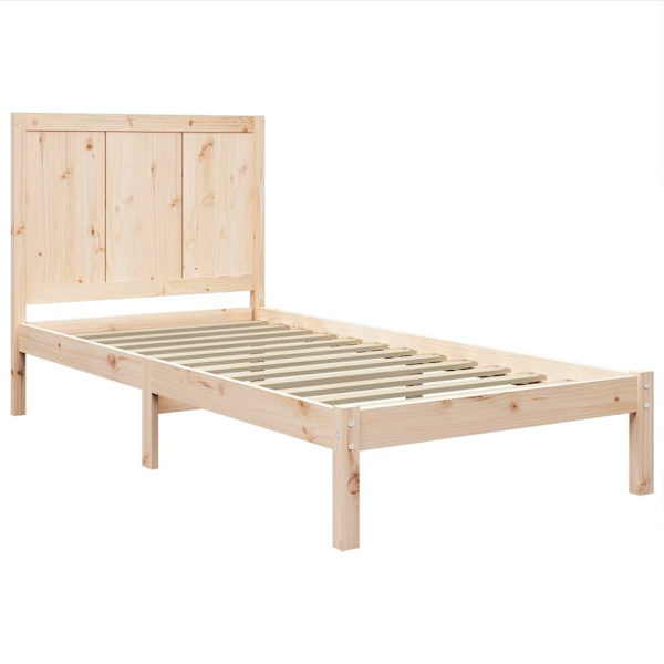 vidaXL Sängram massiv furu 90x190 cm Brun