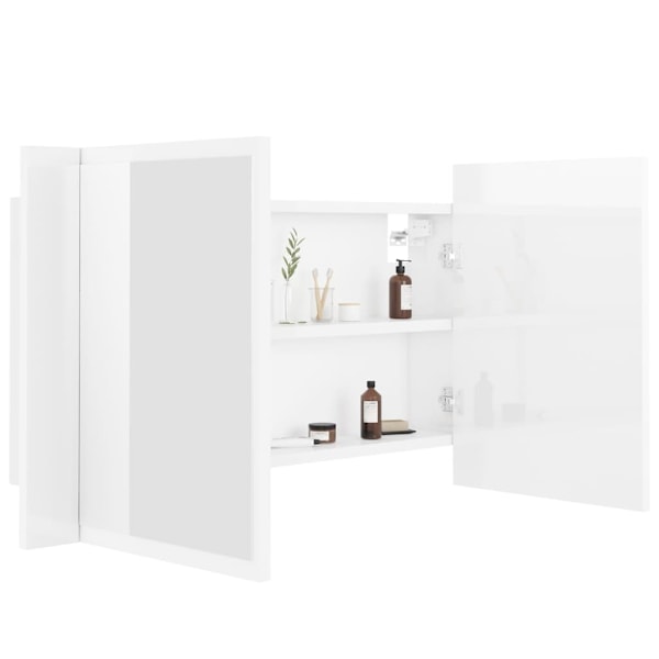 vidaXL Spegelskåp för badrum LED vit högglans 80x12x45 cm akryl Vit