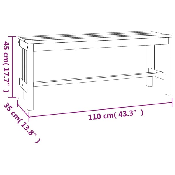 vidaXL Trädgårdsbänk 110 cm massivt eukalyptusträ Brun