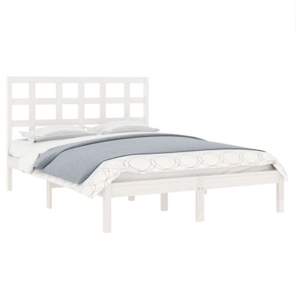 vidaXL Sängram vit massivt trä 120x190 cm Vit