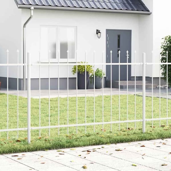 vidaXL Trädgårdsstängsel WOERDEN 9 st 15,3 x 1,2 m Pulverlackerad stål Vit