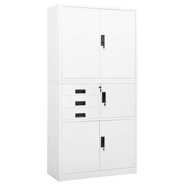 vidaXL Dokumentskåp vit 90x40x180 cm stål Vit