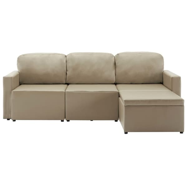 vidaXL Bäddsoffa modulär 3-sits cappuccino konstläder Brun