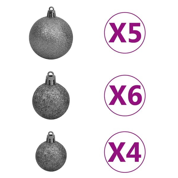 vidaXL Belyst plastgran med kulor och kottar 180 cm Grön