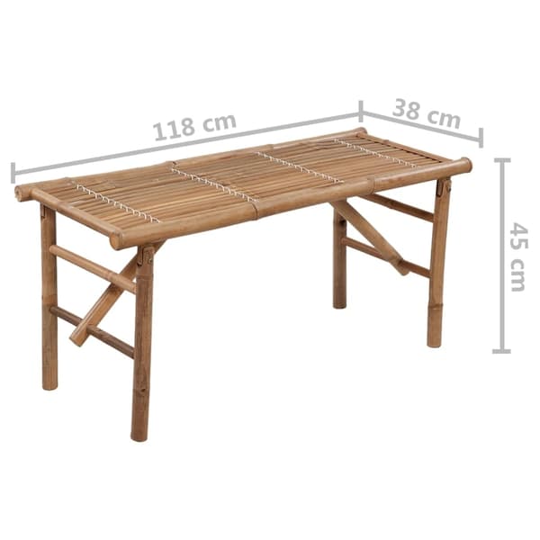 vidaXL Hopfällbar trädgårdsbänk med dyna 118 cm bambu grå