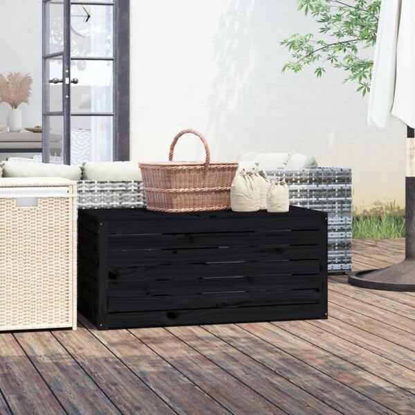 vidaXL Dynbox svart 101x50,5x46,5 cm massiv furu Svart
