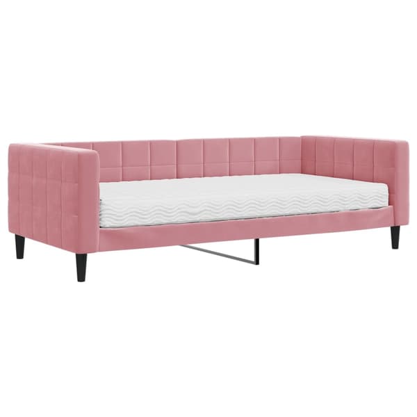 vidaXL Dagbädd med madrass rosa 90x200 cm sammet Rosa