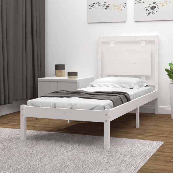 vidaXL Sängram vit massivt trä 100x200 cm Vit