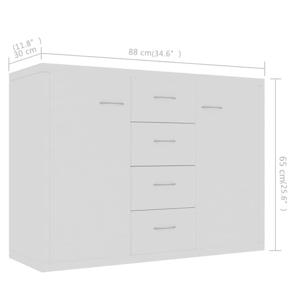 vidaXL Skänk vit 88x30x65 cm konstruerat trä Vit