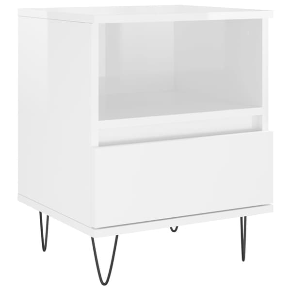 vidaXL Sängbord vit högglans 40x35x50 cm konstruerat trä Vit