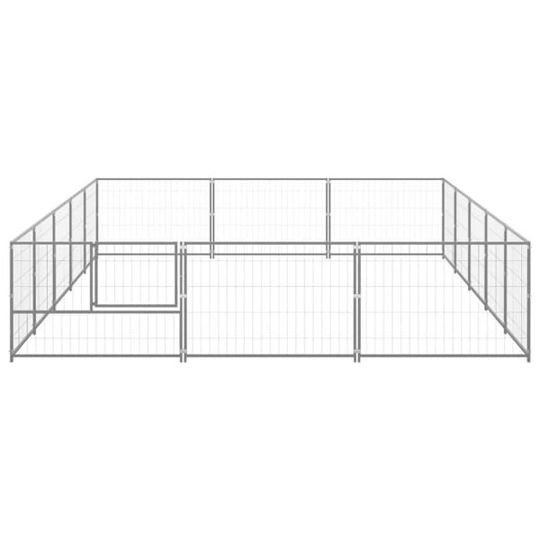 vidaXL Hundgård silver 15 m² stål Silver