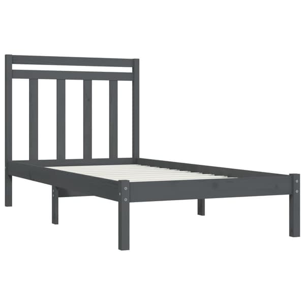 vidaXL Sängram grå massivt trä 90x200 cm Grå