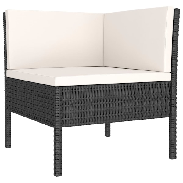 vidaXL Loungeset med dynor 6 delar svart konstrotting Svart