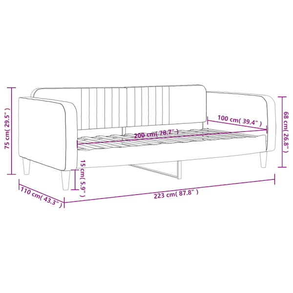 vidaXL Dagbädd rosa 100x200 cm sammet Rosa