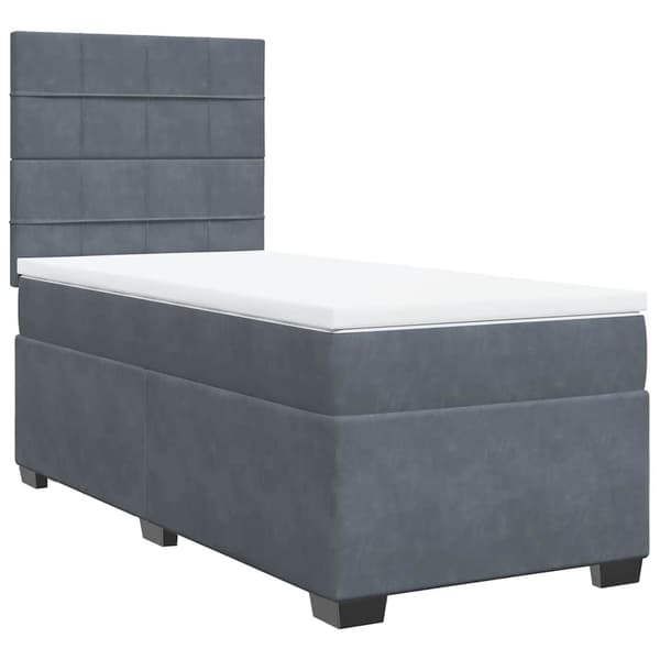 vidaXL Ramsäng med madrass mörkgrå 80x200 cm sammet Grå