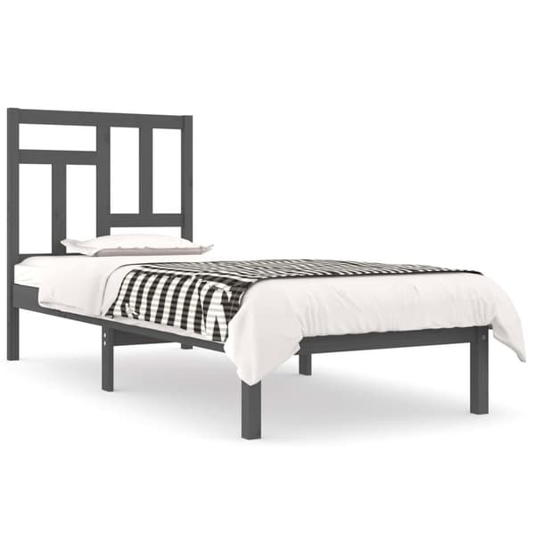 vidaXL Sängram grå massiv furu 100x200 cm Grå