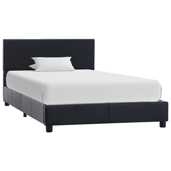 vidaXL Sängram svart konstläder 90x200 cm Svart