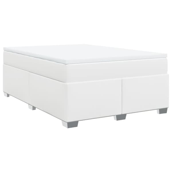 vidaXL Ramsäng med madrass vit 140x200 cm konstläder Vit