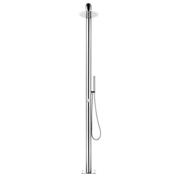 vidaXL Trädgårdsdusch med grått golv 230 cm rostfritt stål Grå