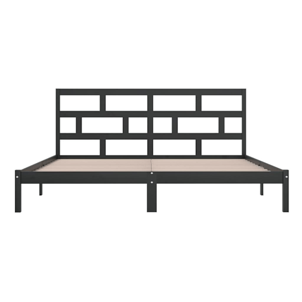 vidaXL Sängram svart massiv furu 200x200 cm Svart