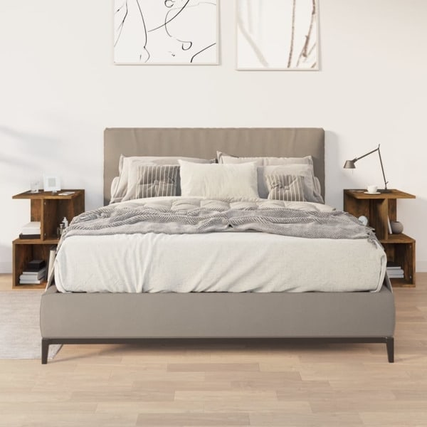 vidaXL Sängbord 2 st rökfärgad ek 35x35x55 cm konstruerat trä Brun
