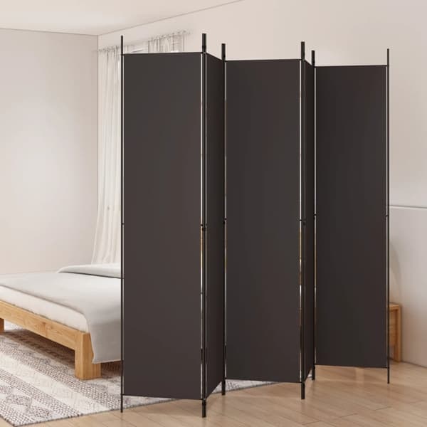 vidaXL Rumsavdelare 5 paneler brun 250x220 cm tyg Brun