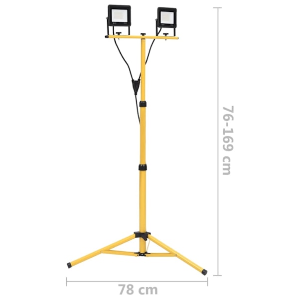 vidaXL Strålkastare med stativ 2x30 W LED varmvit Svart