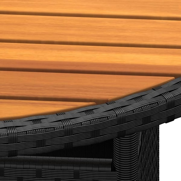 vidaXL Trädgårdsbord Ø80x75 cm akaciaträ och konstrotting svart Svart