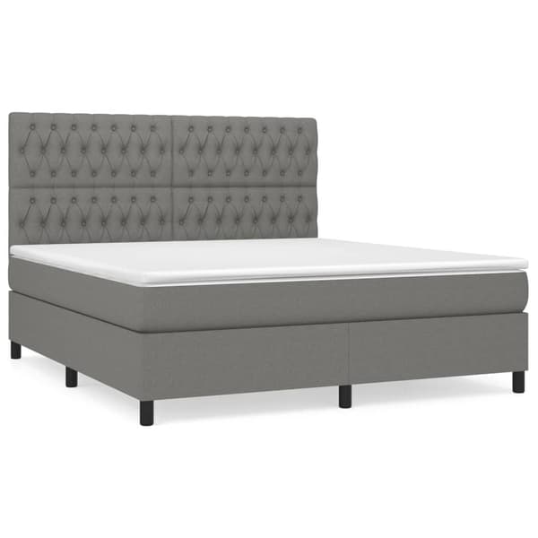 vidaXL Ramsäng med madrass mörkgrå 180x200 cm tyg Grå