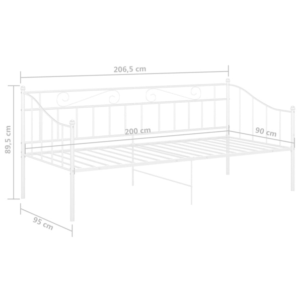 vidaXL Sängram bäddsoffa vit metall 90x200 cm Vit