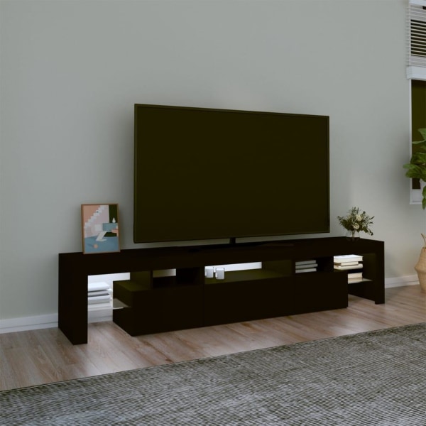 vidaXL Tv-bänk med LED-belysning svart 200x36,5x40 cm Svart