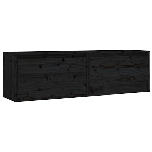 vidaXL Väggskåp 2 st svart 60x30x35 cm massiv furu Svart