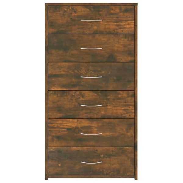 vidaXL Byrå 6 lådor rökfärgad ek 50x34x96 cm konstruerat trä Brun