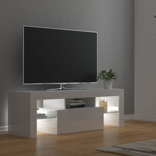 vidaXL TV-bänk med LED-belysning vit högglans 120x35x40 cm Vit
