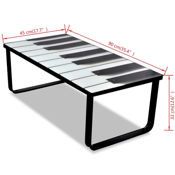 vidaXL Soffbord i glas med pianotryck multifärg