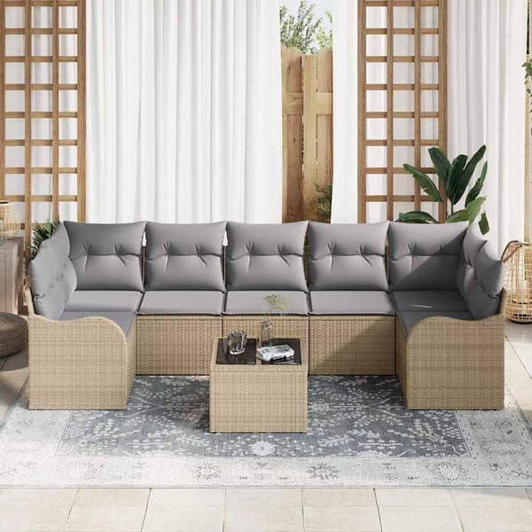 vidaXL Trädgårdsoffset 8 st 7-Antal sittplatser Beige och Grå Beige