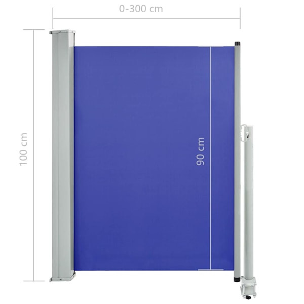 vidaXL Infällbar sidomarkis 100x300 cm blå Blå