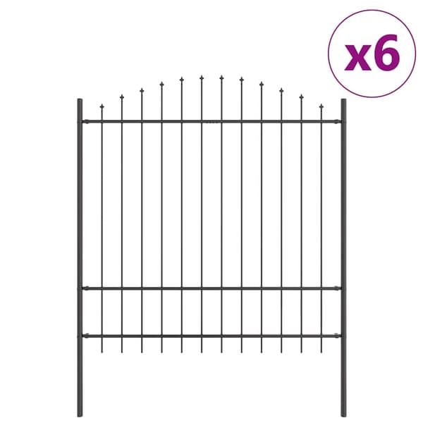 vidaXL Trädgårdsstängsel 6 pcs Grå 170 x 215 cm Pulverlackerat stål Grå