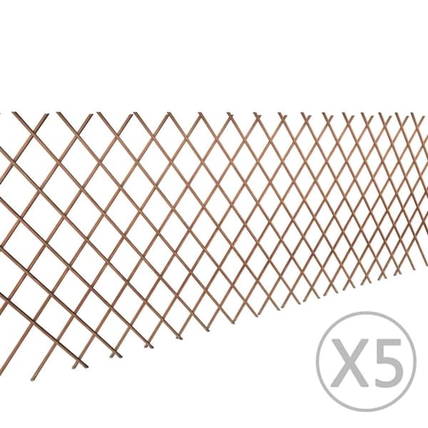 vidaXL Trädgårdsstaket vide utdragbart 90x180 cm 5-pack Brun