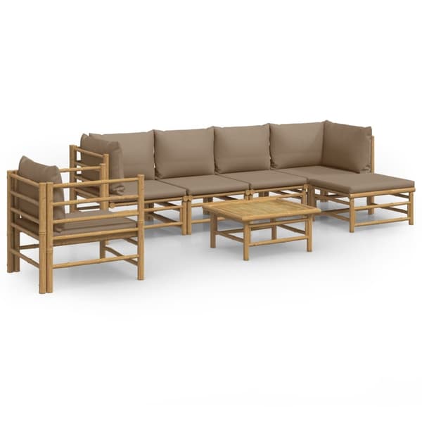vidaXL Loungegrupp 7 delar taupe dynor bambu Brun