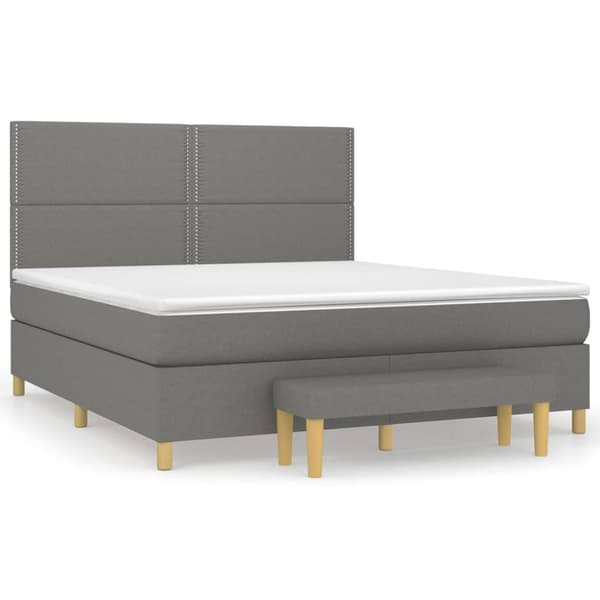vidaXL Ramsäng med madrass mörkgrå 180x200 cm tyg Grå