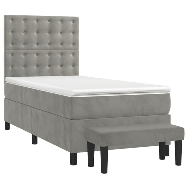 vidaXL Ramsäng med madrass ljusgrå 90x200 cm sammet Grå