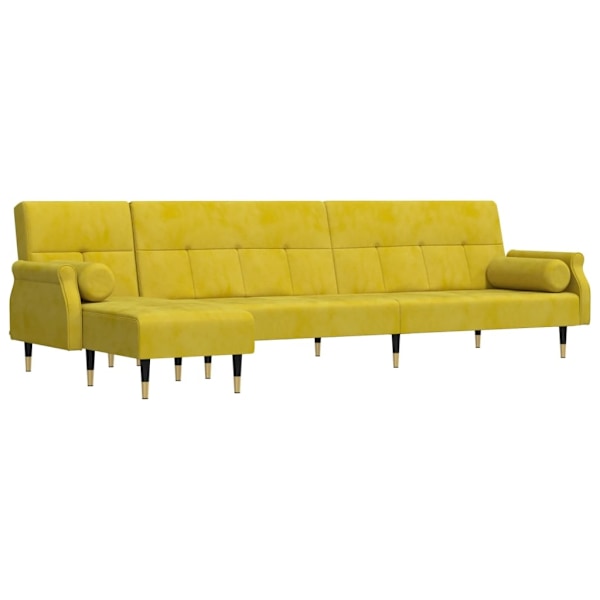 vidaXL L-formad bäddsoffa gul 271x140x70 cm sammet Gul